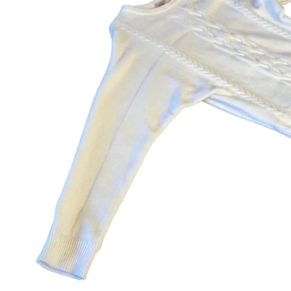 Philosophy Women's Ivory Cable-Knit Pullover Sweater Size M - Picture 3 of 8